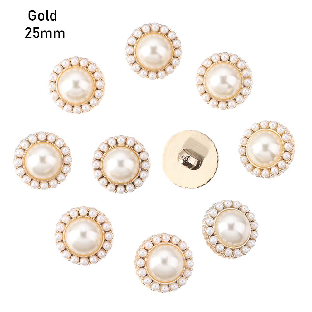 10Pcs Alloy Shiny Rhinestone Pearl Clothing Buttons DIY Clothing Sewing Button Needlework Handmade Accessories