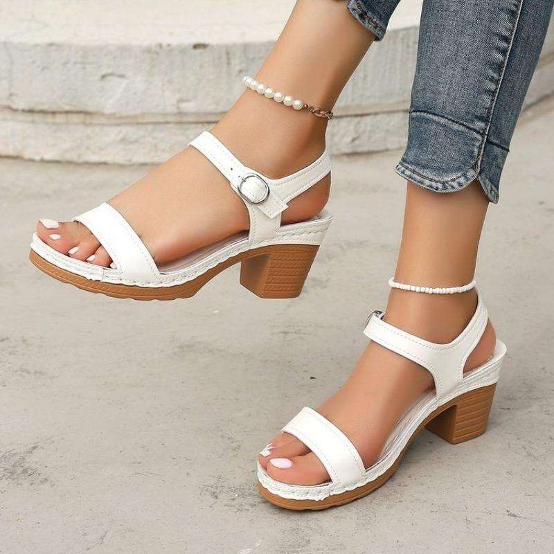 Fashion Braided Chunky Heeled Sandals for Women 2025 Summer Ankle Strap Platform Sandles Woman Casual Weaving Gladiator Sandalias Mujer