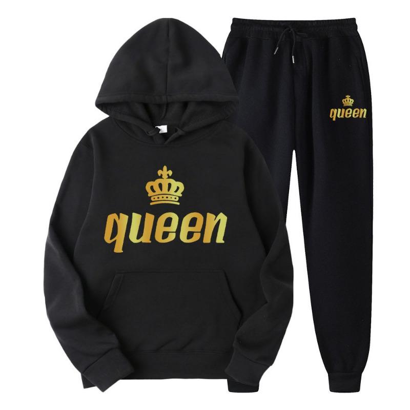 Paar Hoodie Set lässig locker langärmelige Sportbekleidung Fleecejacke Jogginghose Herren Damen Hoodies Kurzarmshirts (Herren)