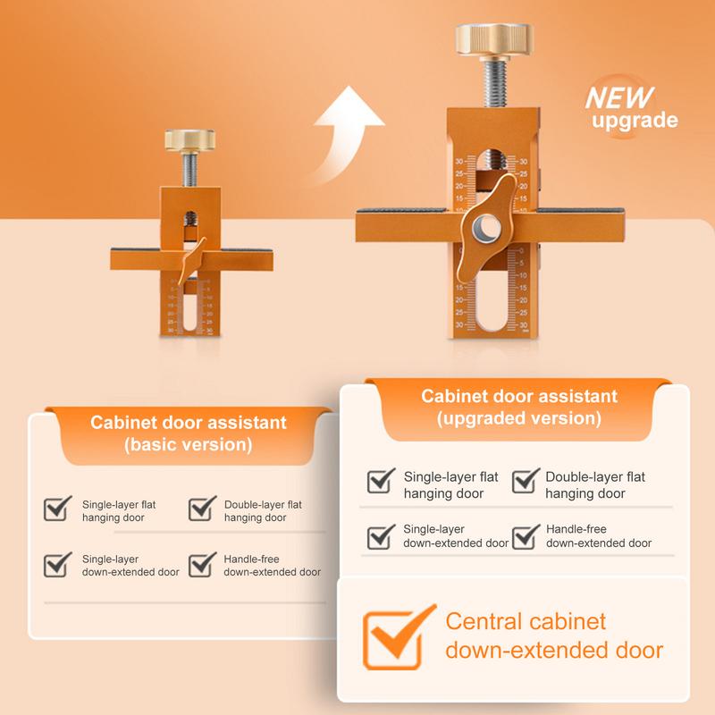 Cabinet Door Mounting Jig With Support Arm&Clamp Aluminum Alloy Tool For Installing Cabinets Adjustable Clamping Range 7-40mm