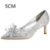 Grey Women's Crystal Wedding Shoes High Heels 2025Autumn New Silver All Diamond Bridal Shoes Water Diamond French Single Shoes