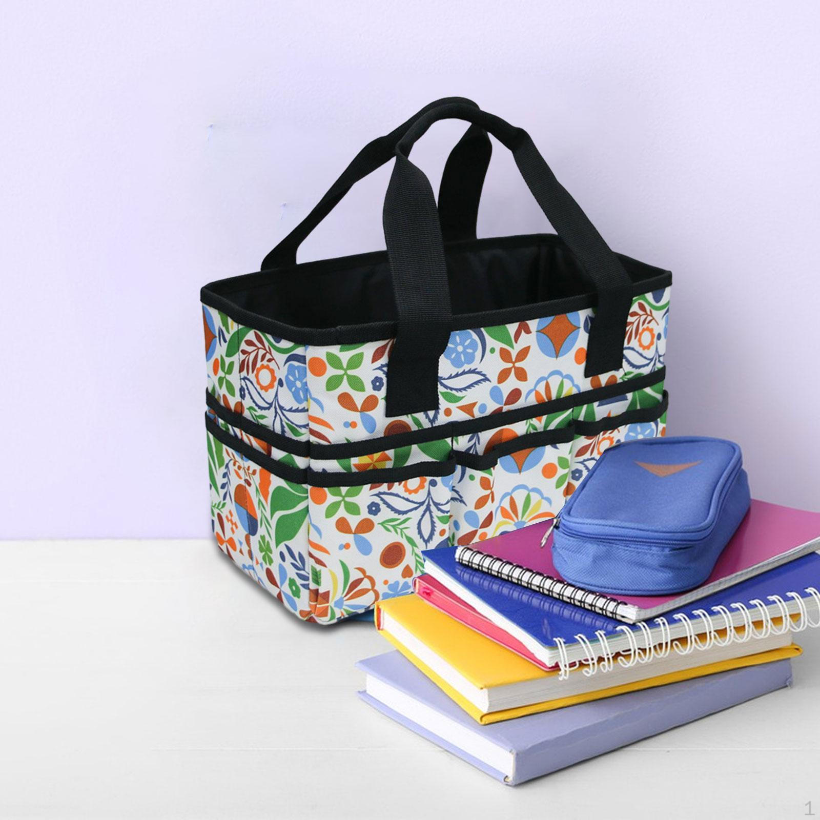 

Craft Organizer Tote Bag Carrier Painting Supplies Storage for School Black White