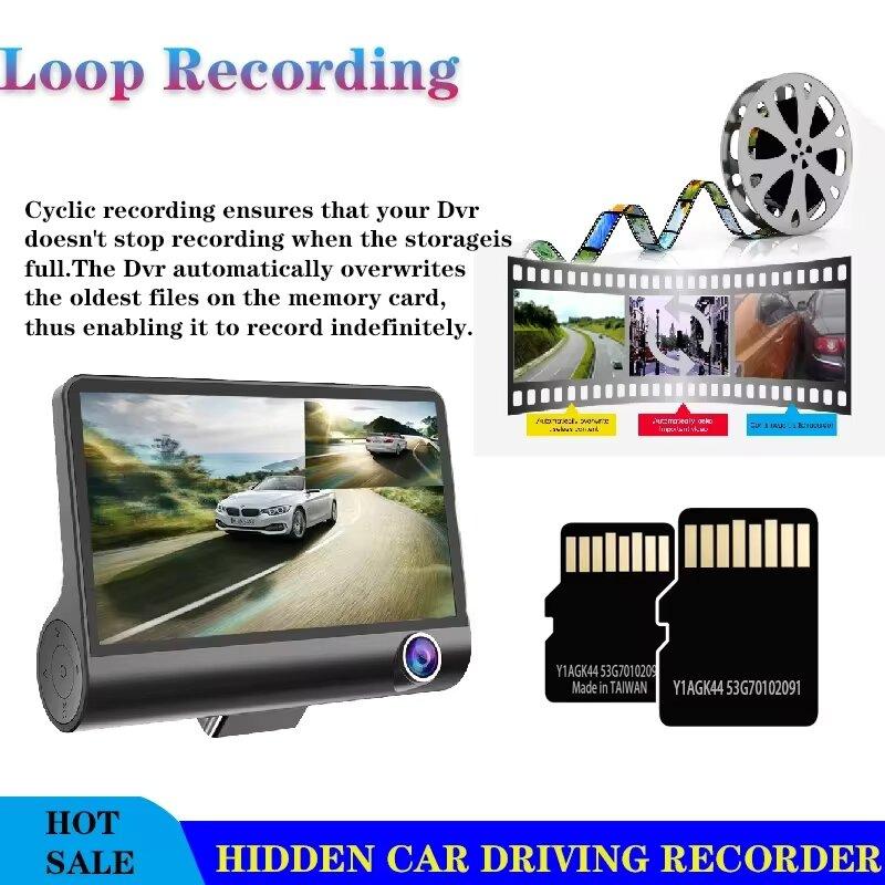 DashCam Car 3Cameras DVR 4Inch Fhd 1080P Auto Video Recorder Dual-Lens With Rear View Camera Night Vison Registrator Black Box