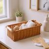 Rectangular Woven Basket Open Top Storage Iron Frame for Tabletop, Home