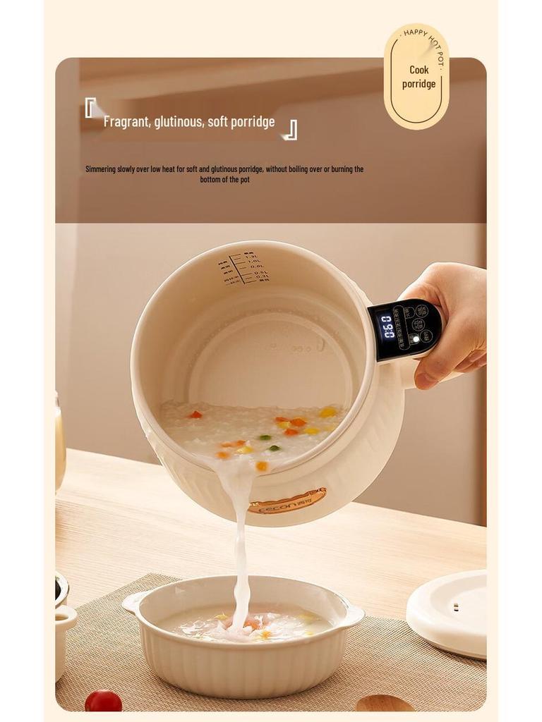 Smart Ceramic Rice Cooker: Multifunction Steaming, Cooking & Stir-Fry Pot with Removable, Washable Parts