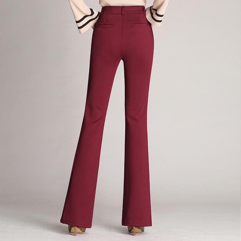 Women's Plus Size High Waist Micro-Flared Work Pants