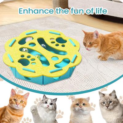 Cat Puzzle Toy Felt Indoor Hunting Play Mental Cat Toy Dispenser With Bell For Kitten Boredom Exercise Mealtime Living Room