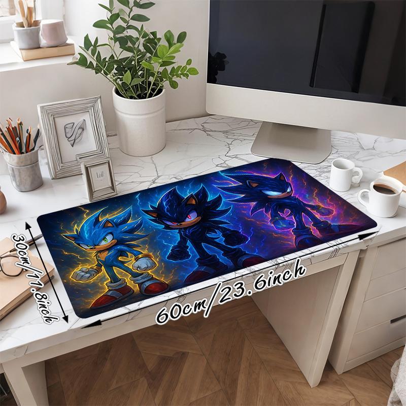 1Pc Sonic Hedgehog Artwork Gaming Mouse Pad Keyboard Desk Mat Non-slip Rubber Lock Edge Waterproof Computer Mousepad for Office Home Decor S1522