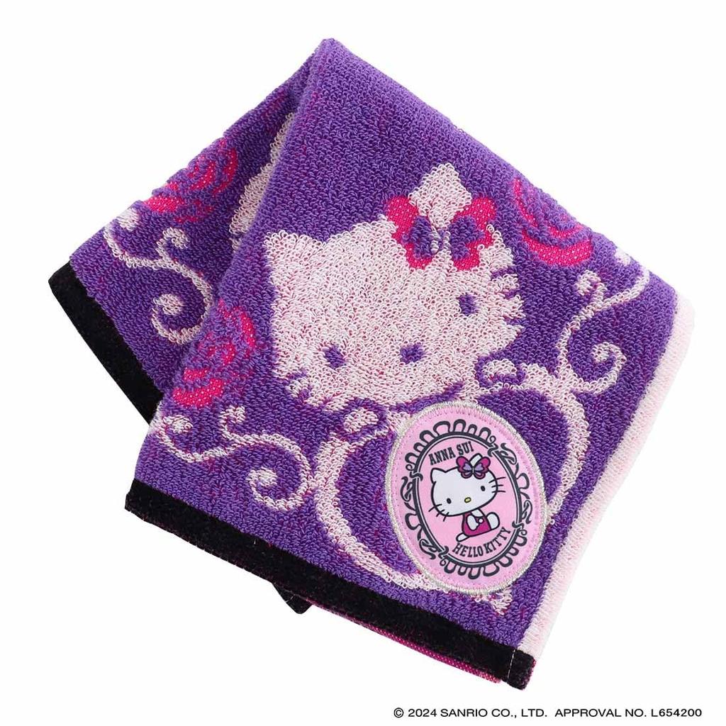Anna Sui x Hello Kitty HELLO KITTY Large Towel Handkerchief 0001 Kitty Towel Hand Towel 28cm (approx. 28cm) (Purple) Women's Approx. 000765-0001-01