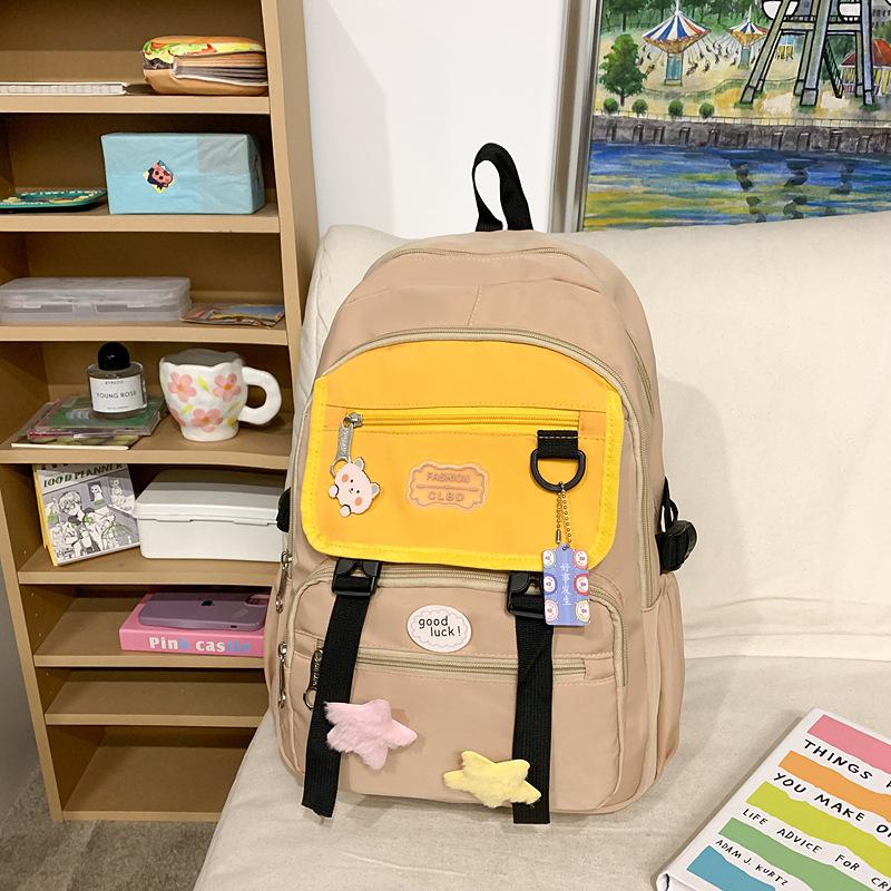 New Student Versatile Campus Backpack Large Capacity Backpack Cute and Simple Class School Bag Reduce Burden and Protect Ridge