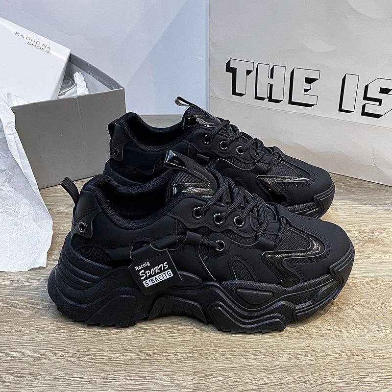 

Показывающие ноги кроссовки на платформе из дышащей сетки, летние, женские, универсальные, как у знаменитостей в интернете, «папины кроссовки» 40 чёрный