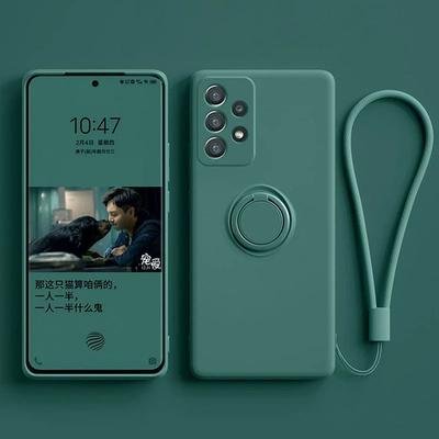 Flüssigsilikon-Handyhülle für Samsung Galaxy S24 S23 FE S21 S20 S22 Plus Note 20 Ultra Hülle mit magnetischem Ringhalter-Riemen