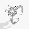 Cute Rabbit Animal Adjustable Open Rings For Women Crystal Anxiety Relief Spinning Rotate Freely Ring Jewelry Accessories