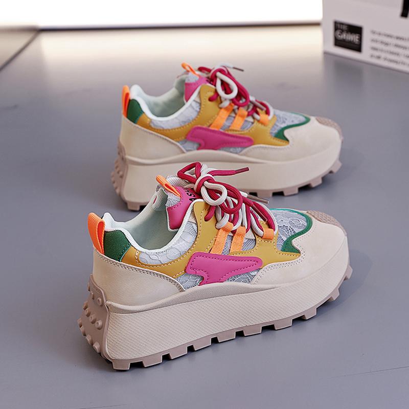 

Shoes New summer breathable thick-soled inner height-increasing dad shoes sneakers 35 жёлтый