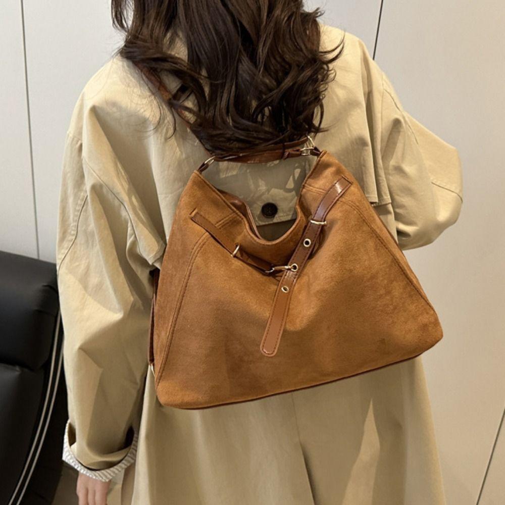 Vintage Retro Crossbody Backpack Large Capacity Commuting Shoulder Bag Cute Suede Tote Bag  Holiday