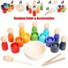 Wooden Classification Game Set, Rainbow Ball and Cup Color Classification Game, Fine Action Learning Toy, Puzzle Education Toy, Sensory Toy
