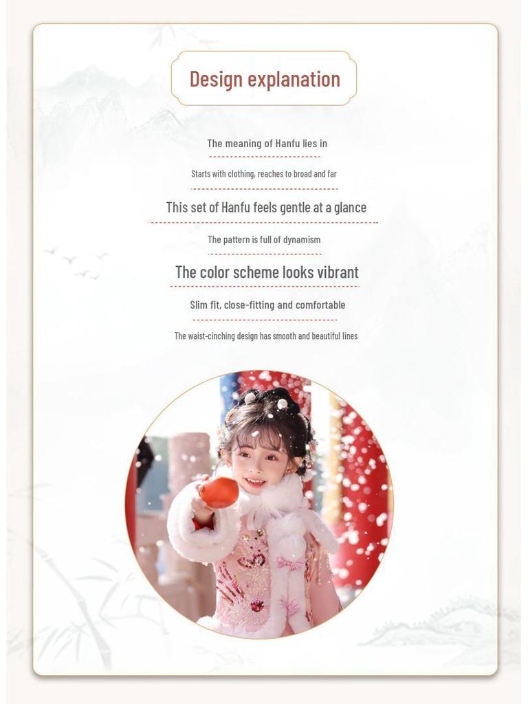 Girls' Velvet Hanfu Winter Outfit - Chinese New Year 2025 Tang Suit Costume