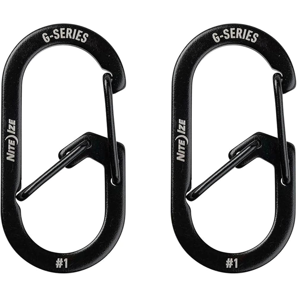 Nite Ize G Carabiner #1 Black 2-Pack Lightweight Durable Clip Tool