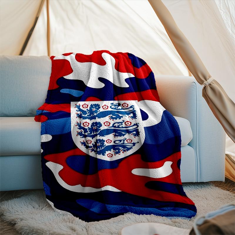 1PC England Football Crest Printed Soft Flannel Blanket Throw for Adult Bedroom Living Room Sofa Camping Travel Fan gifts Christmas Gifts