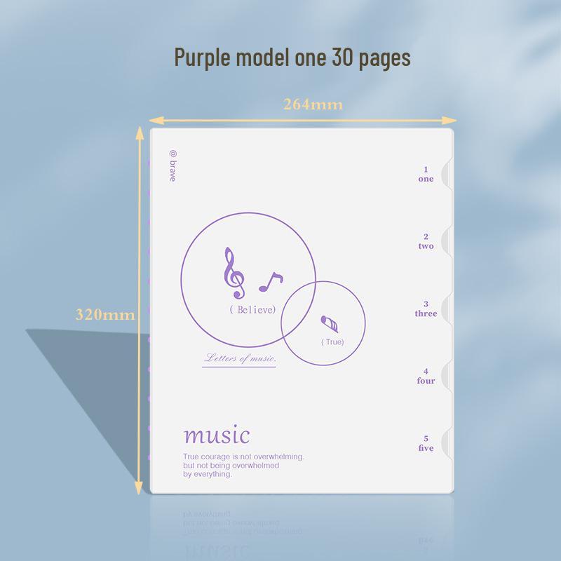 Detachable Mushroom Button Music Score Binder - Anti-Reverse, Three-Sided Sealed Document Folder