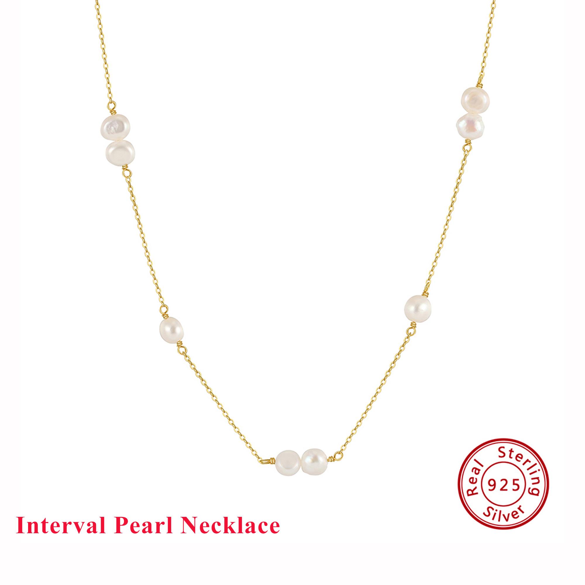 EFFIE QUEEN Classic Minimalist Natural Pearls Choker Necklace for Women 925 Sterling Silver Temperament Pearls Jewelry GPN57