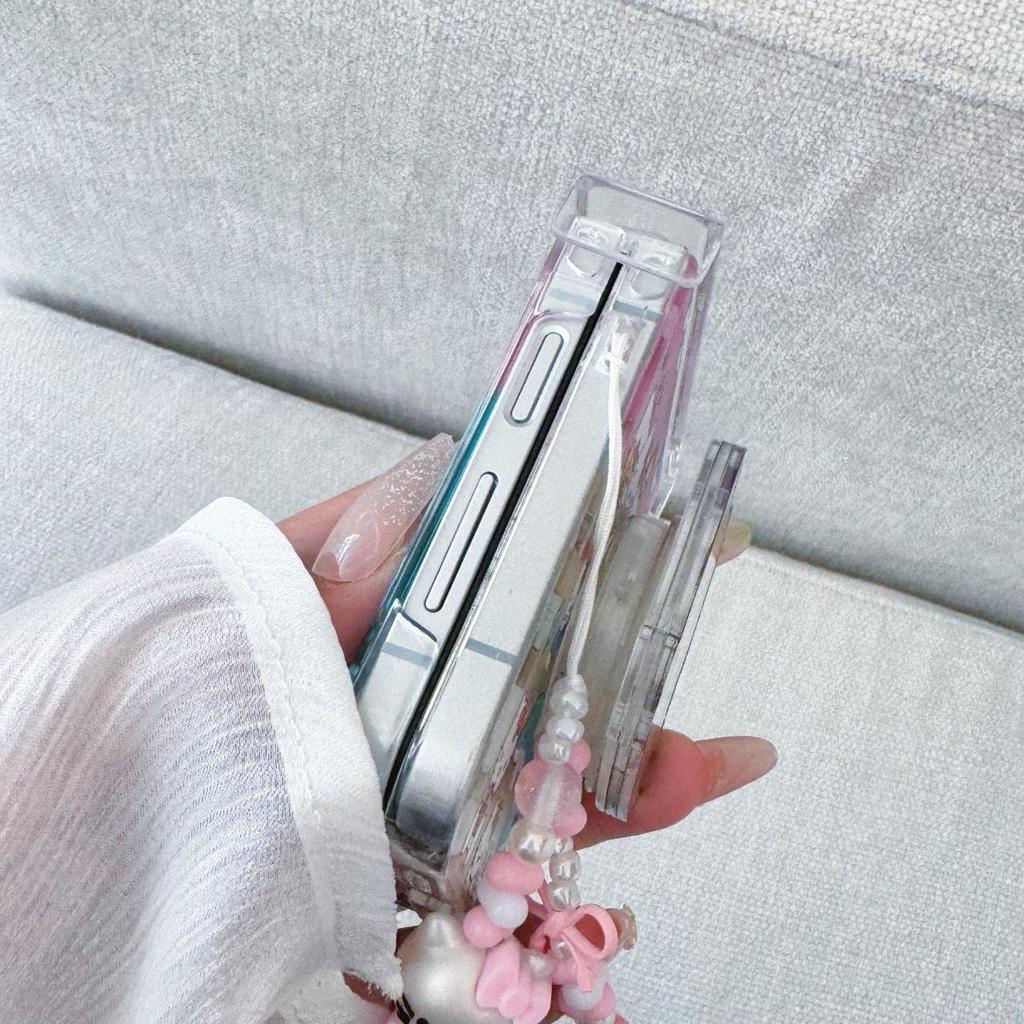 Capa Cartoon Gato KT para Z Flip, Tela Dobrável, à Prova de Queda, Capa Protetora Criativa para Mulheres com Pulseira