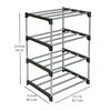 4 Tier Stackable Shoe Rack Holds 8 Pairs Metal Tube Plastic Connectors Durable Modular Storage Solution Closet Entryway Garage