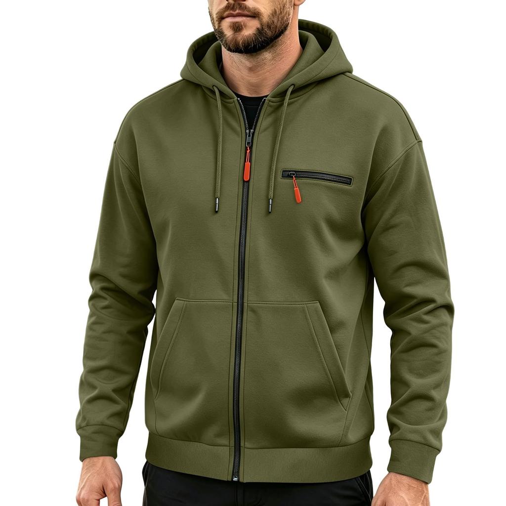 Men's Casual Zip-Up Hoodie Sweatshirt with Pockets for Everyday Wear