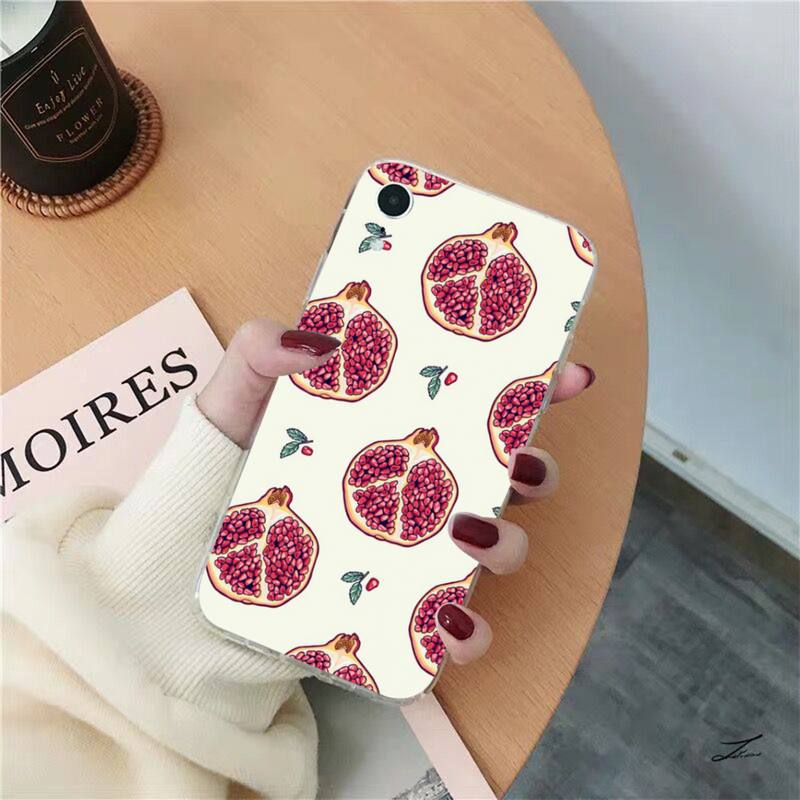 Food fruit red pomegranate and Cherry Phone Case for iPhone 13 11 12 pro XS MAX 8 7 6 6S Plus X 5S SE 2020 XR case