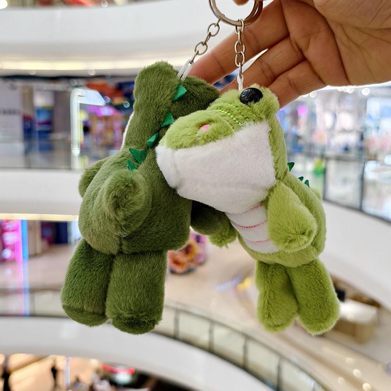 Cartoon Cute Green Crocodile Soft Plush Keychain Pp Cotton Filling Gift Bags
