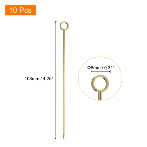 uxcell Reusable Long Martini Toothpicks, Stainless Steel Metal Cocktail Picks, Fruit Sticks, Cocktail Skewers for Party Drinks and Appetizers, 108mm,