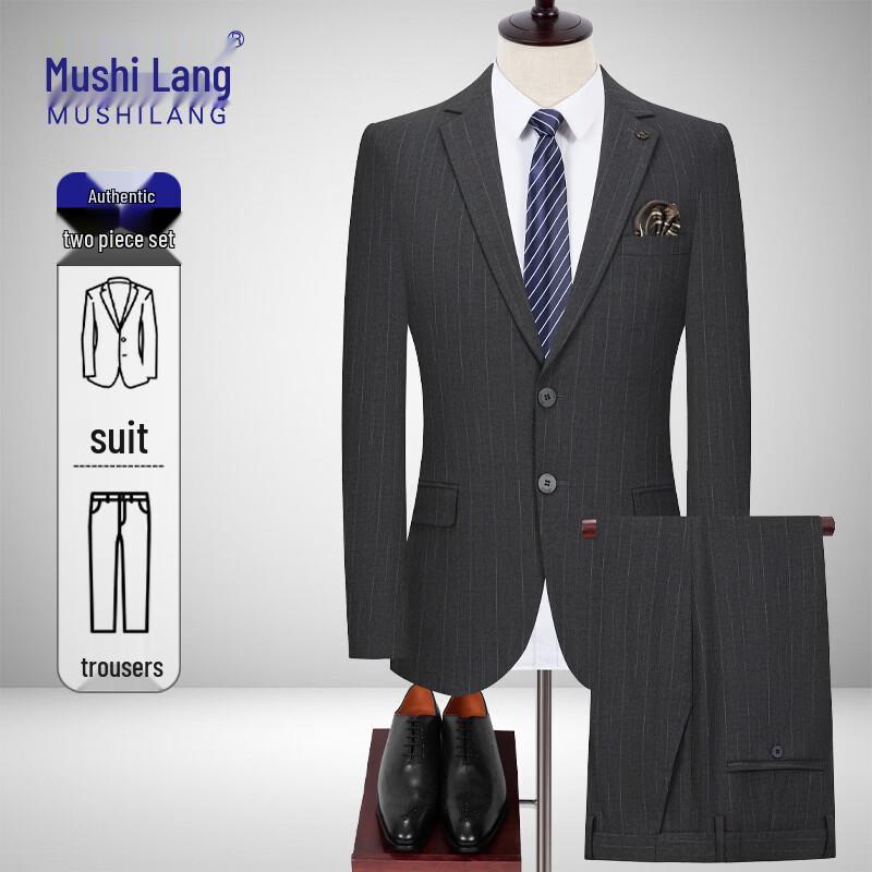 MUSHILANG Men s Slim-Fit Business & Wedding Suit Set 2XL