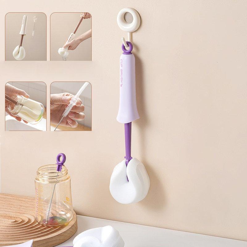 

2-in-1 Squeezing Cup Brush With Silicone Long Handle, Perfect For Household Use, Cleaning Cups And Water Bottles Thoroughly