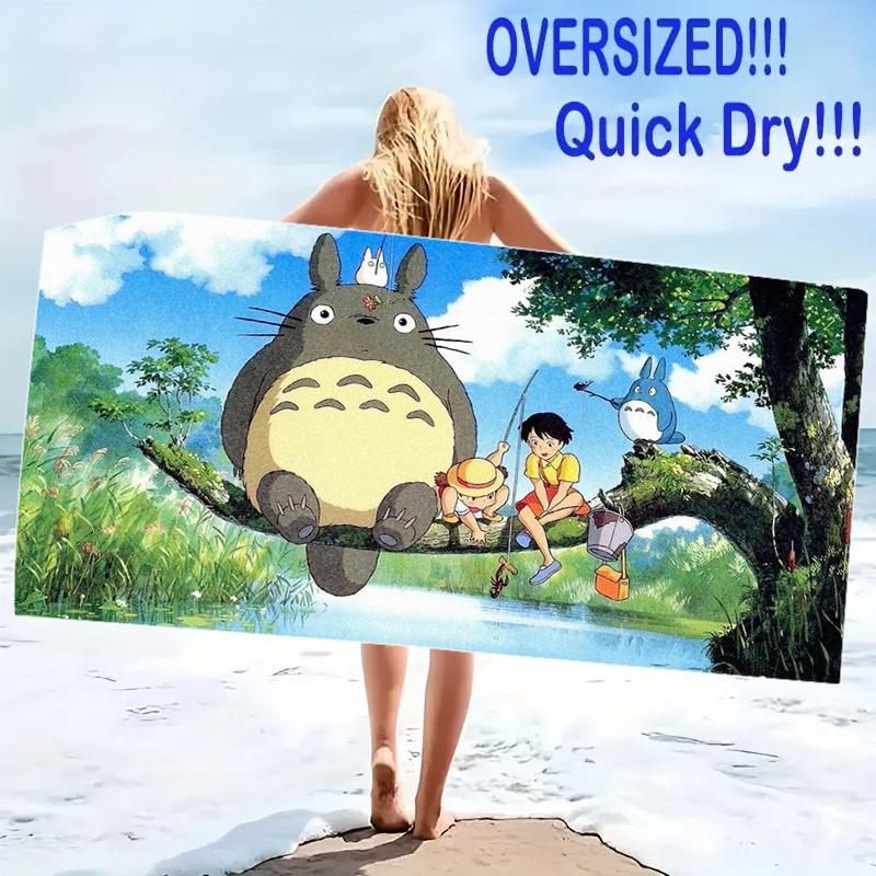 Anime-Totoros Print Beach Towel, Large Soft Quick Dry Towel for Beach Camping Swimming