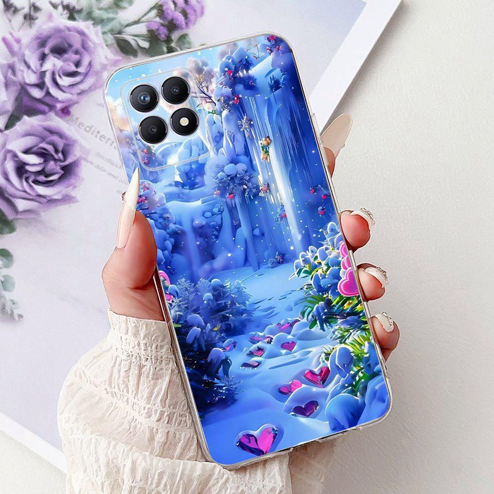 Clear Cover For Realme 8i Case RMX3151 Luxury Butterfly Love Flowers Cool Painted Phone Case For Realme Narzo 50 RMX3286 Cover