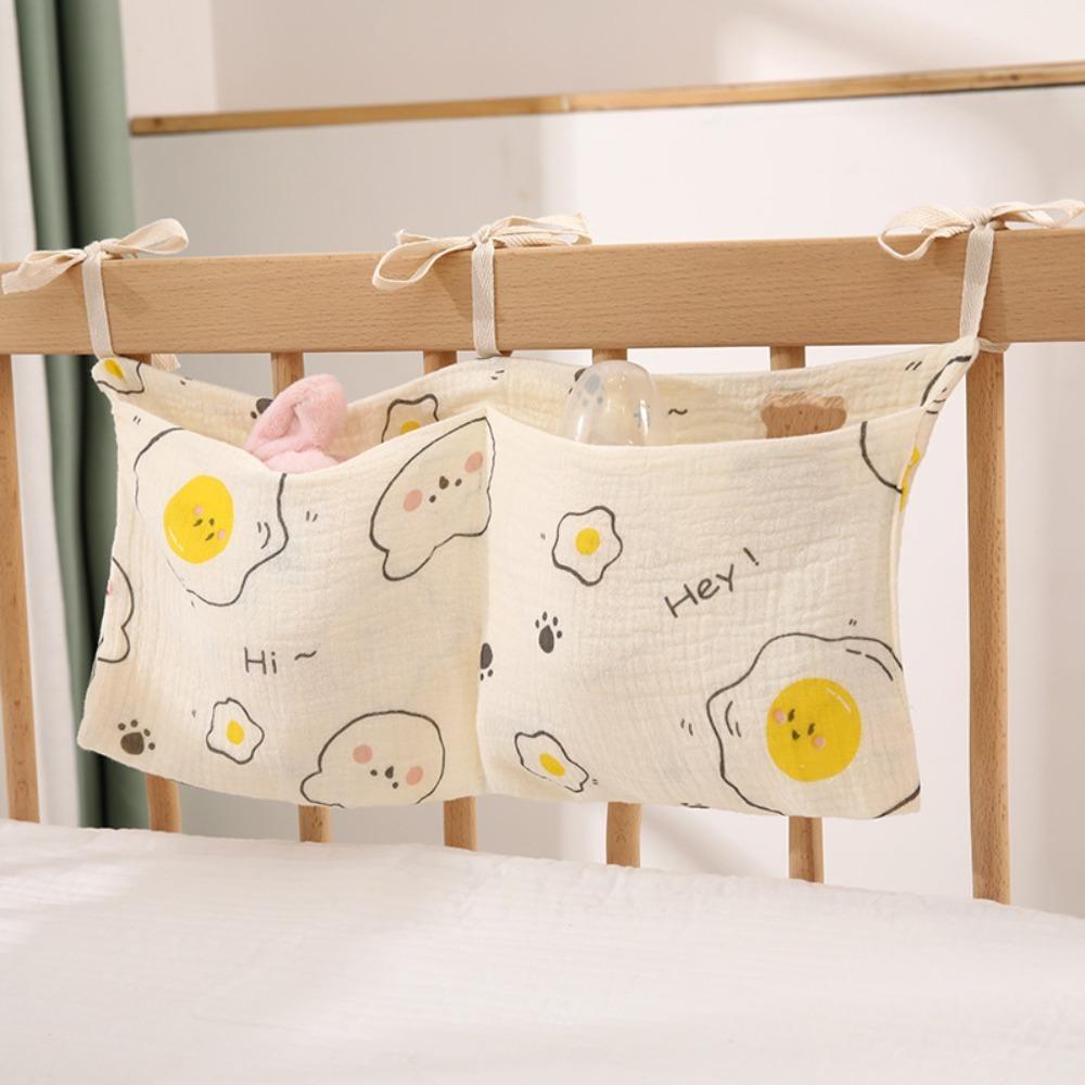 2 Pockets Diaper Storage Bag Portable Baby Bedside Bag New Crib Hanging Storage Bag Infant Room