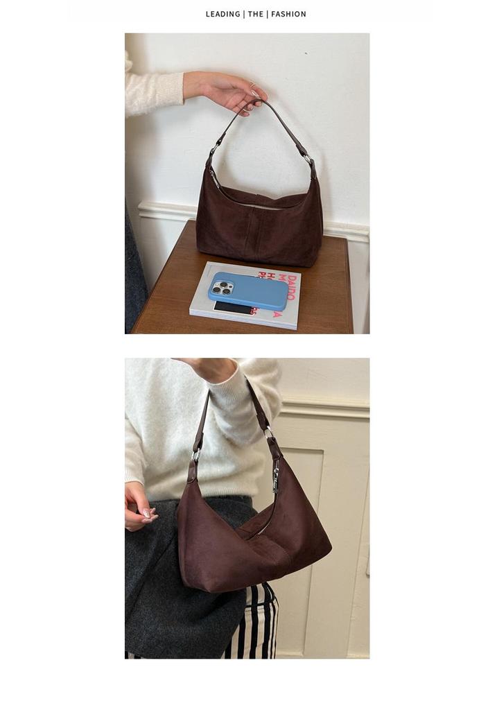 Suede Velvet Women's Large Capacity Crossbody Tote Bag - Winter Solid Color Casual Handbag
