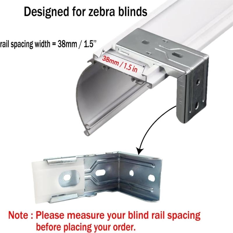 4Pcs Silver Metal Vertical Blind Mounting Brackets Replacement Hardware for Interior and Exterior Zebras Roller Shade