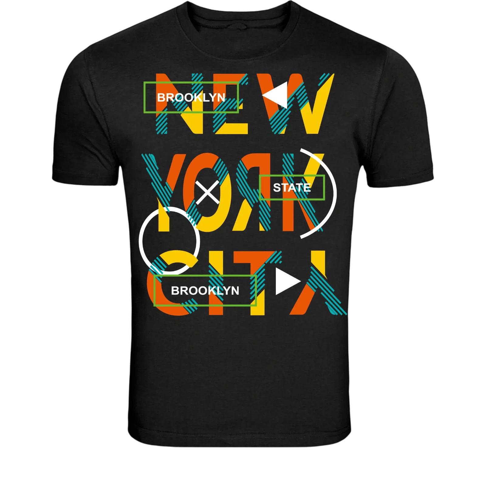 New York Brooklyn State T-Shirt - Abstract Colorful NYC XS