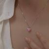JWER Y2K Luxury Pink Zircon Crystal Heart Pendant Necklace for Women Clavicle Birthday Party Anniversary Gift Jewelry Mujer