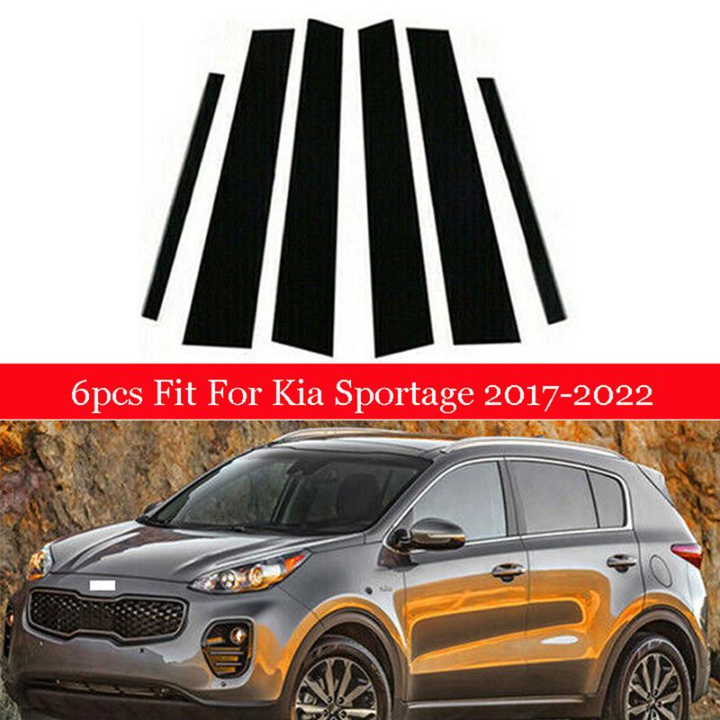 Glossy Black Pillar Posts Window Door Trims Sticker Cover Kits Auto Styling Fit for KIA Sportage 2017 2018 2019 2020 2021 2022