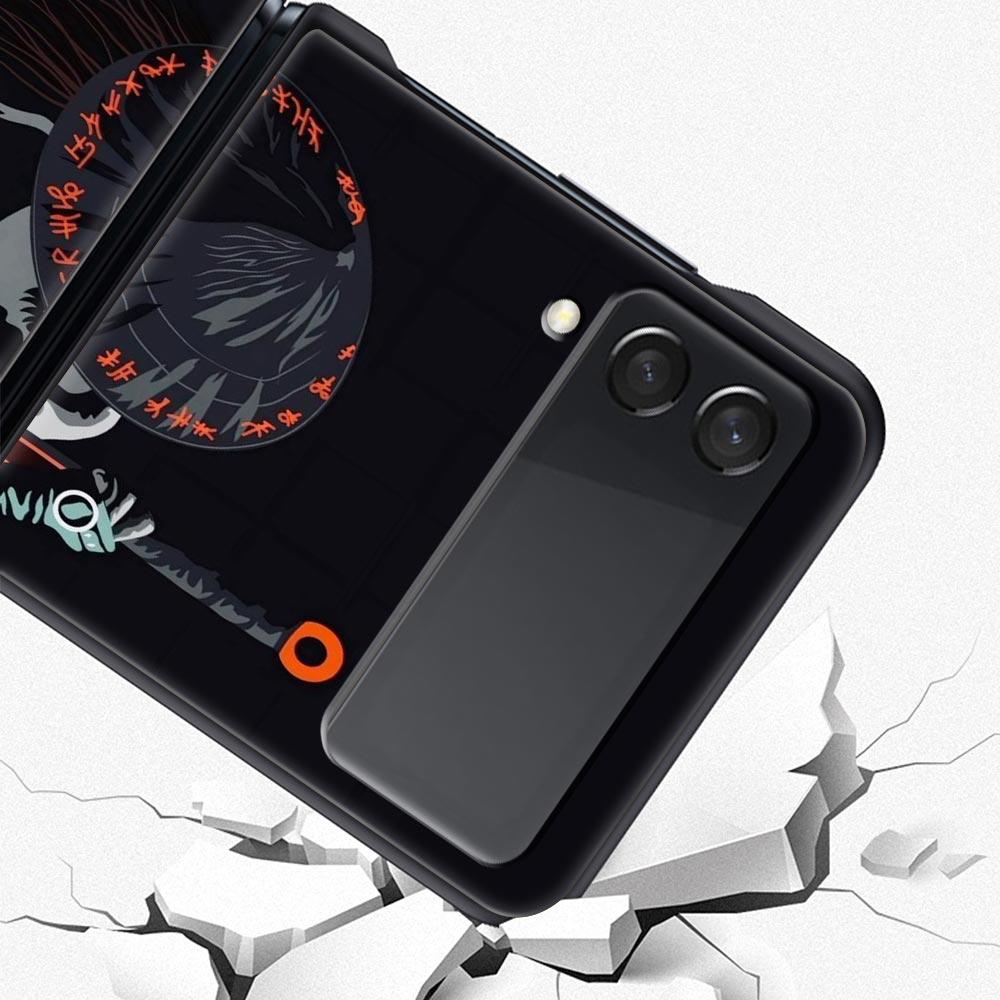 Phone Case for Samsung Galaxy Z Flip 3 4 5 6 7 Folding Shell For Samsung Z Flip4 Flip5 PC Hard Cover Japanese Bushido Samurai