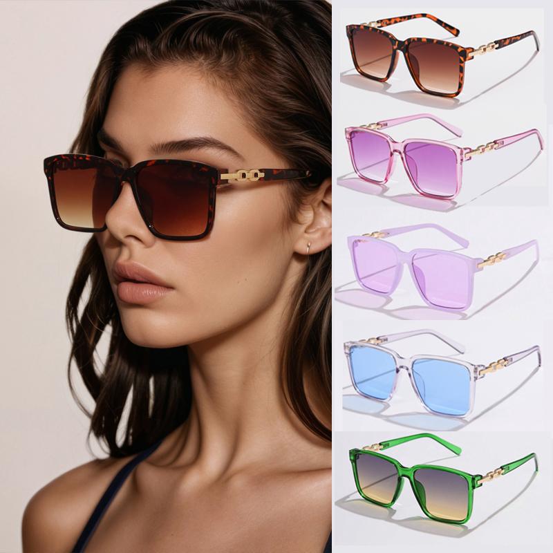 5set Vintage Square Sunglasses Women Fashion Gradient UV Protection Large Frame Eyewear Outdoor Colorful Shades