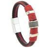 Handwoven PU Leather Bracelet Men Women Magnetic Clasp Stainless Steel Minimalist Geometric Couple Jewelry