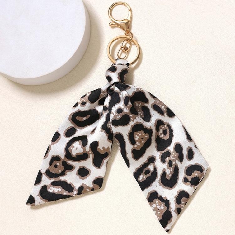 Leopard Themed Key Holder Pendant with Metal Lobster Clasp Polyester Fabric Purse Charm Bag Accessories for Handbag