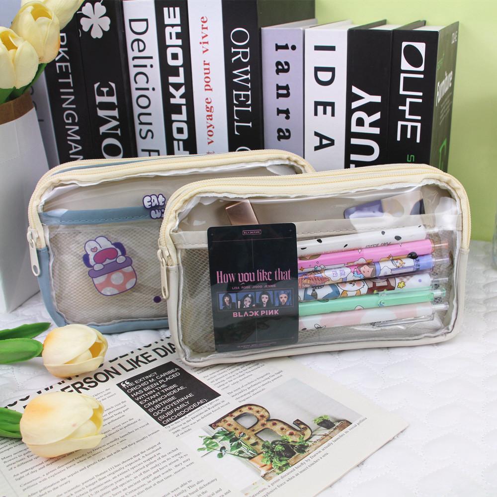 Large Capacity Transparent Pencil Bag With Seethrough Window For Students Gift