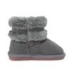 MIKIHOUSE HOT BISCUITS Fur Side Ribbon Boots, Gray, 14cm, 73-9402-973