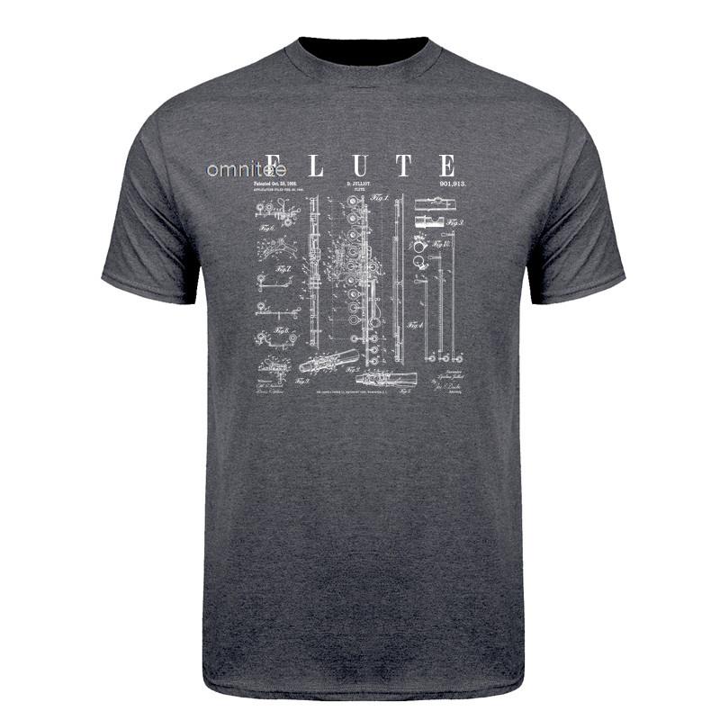 Flute Patent T Shirts Flutist Flautist Cool Music Player Gift Short Sleeve Cotton Summer Style Tshirt HJ134