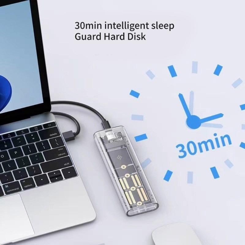 Two Protocols Solid Disk Case Clear USB3.2 USB C 10Gbps PCIE  Solid Disk External Enclosure for 2230-2280 Hard Disk Box
