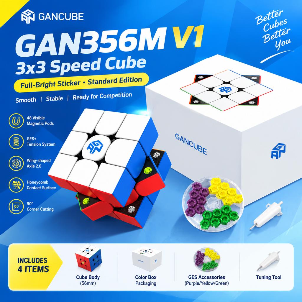 56mm 3x3 Speed Cube for Competition and Brain Training, Color Box Packaging